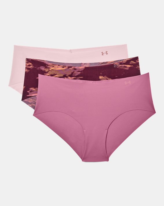 Lot de 3 shortys invisibles imprimés UA Pure Stretch pour femmes, Pink, pdpMainDesktop image number 3
